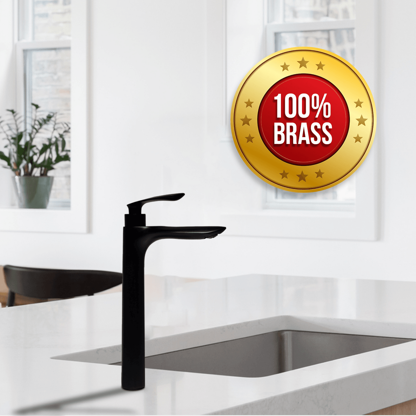 Nautica Extended Tall Pillar Tap - Black | Stylish & Durable Bathroom Faucet - D&B Bathware