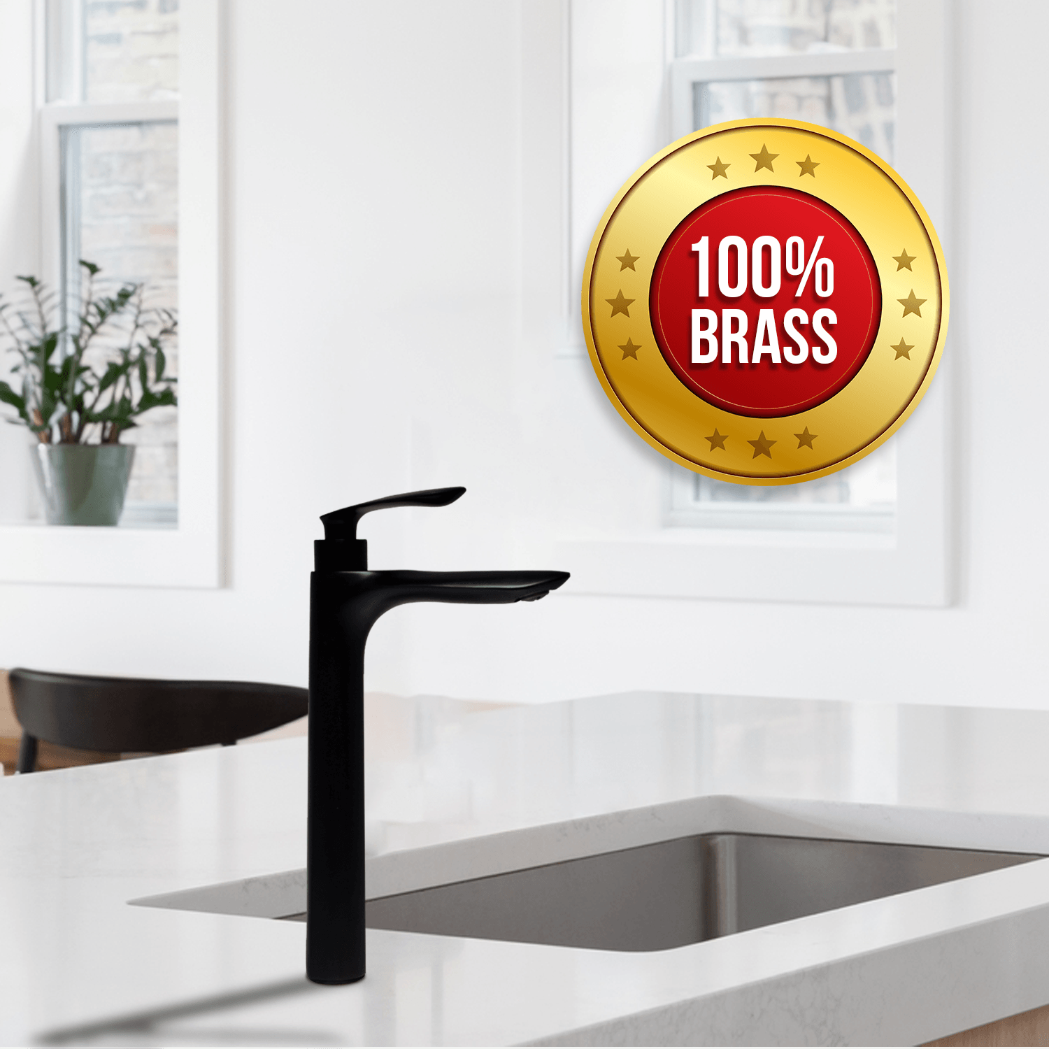 Nautica Extended Tall Pillar Tap - Black | Stylish & Durable Bathroom Faucet - D&B Bathware
