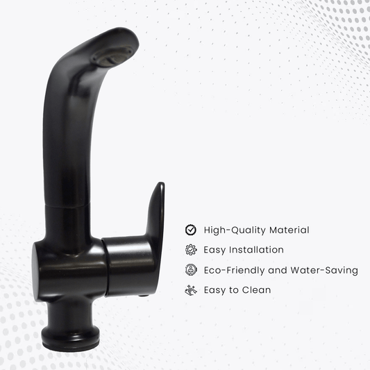 Nautica Swan Neck - Black | Elegant & Durable Bathroom Faucet - D&B Bathware