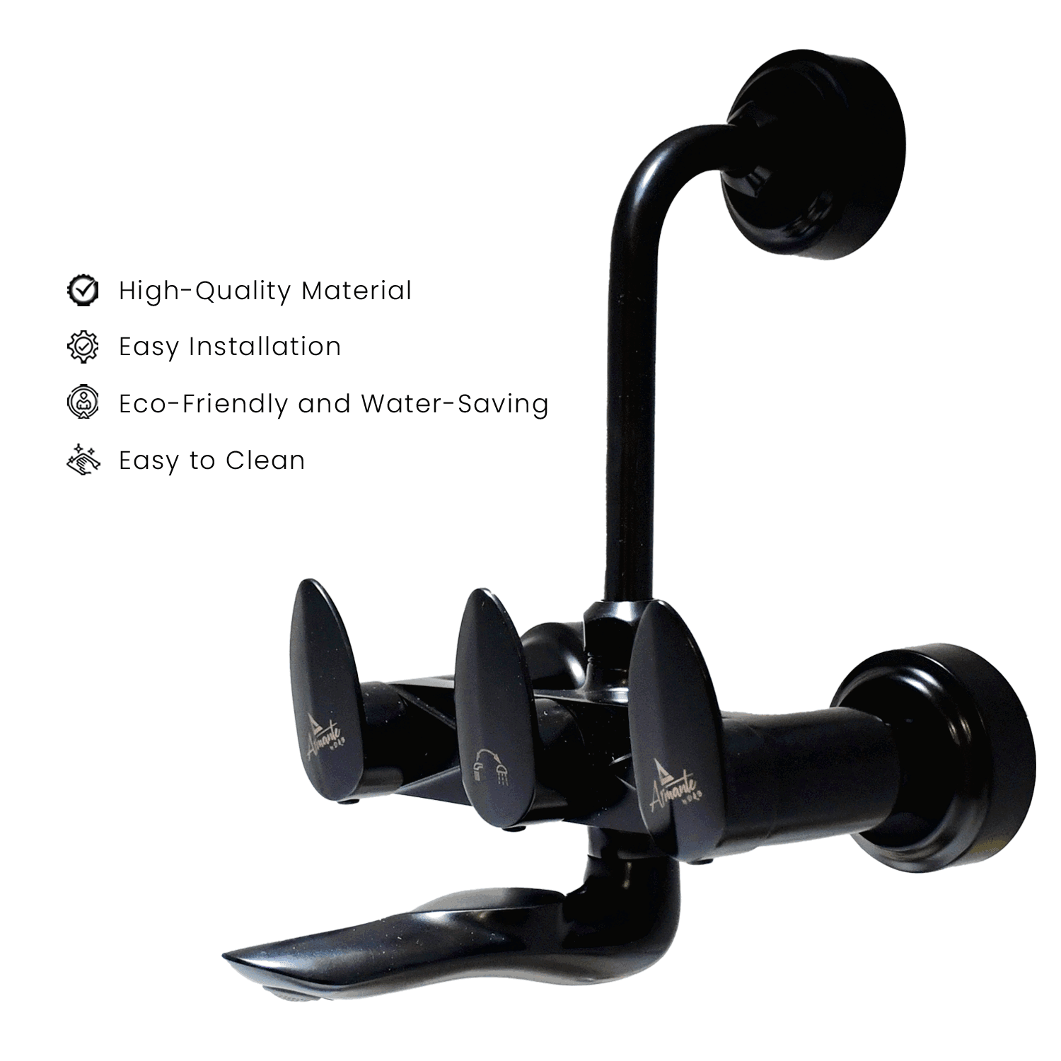 Nautica Wall Mixer 2 in 1 with L Band - Black | Stylish & Functional Shower Mixer | DB Bathware - D&B Bathware