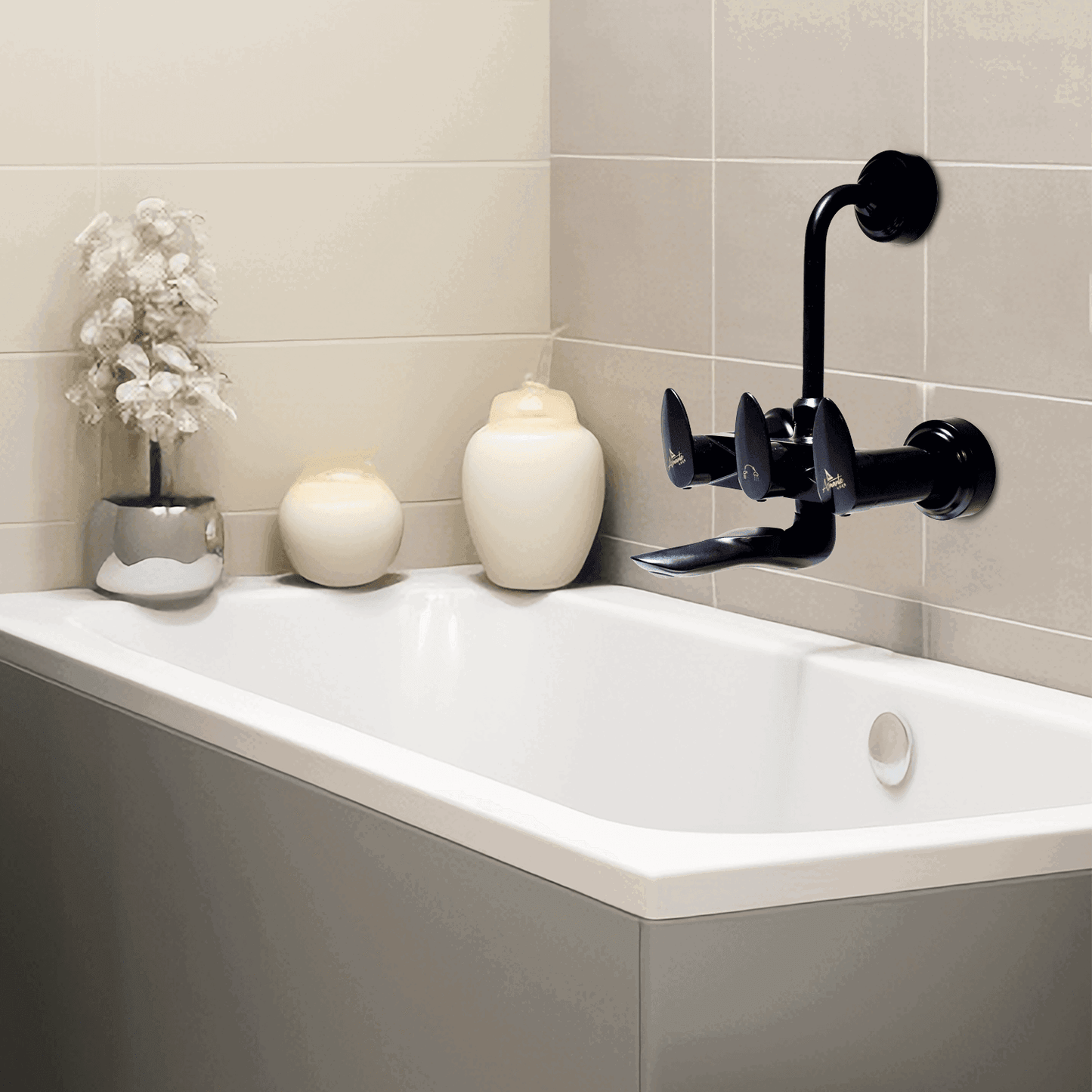 Nautica Wall Mixer 2 in 1 with L Band - Black | Stylish & Functional Shower Mixer | DB Bathware - D&B Bathware