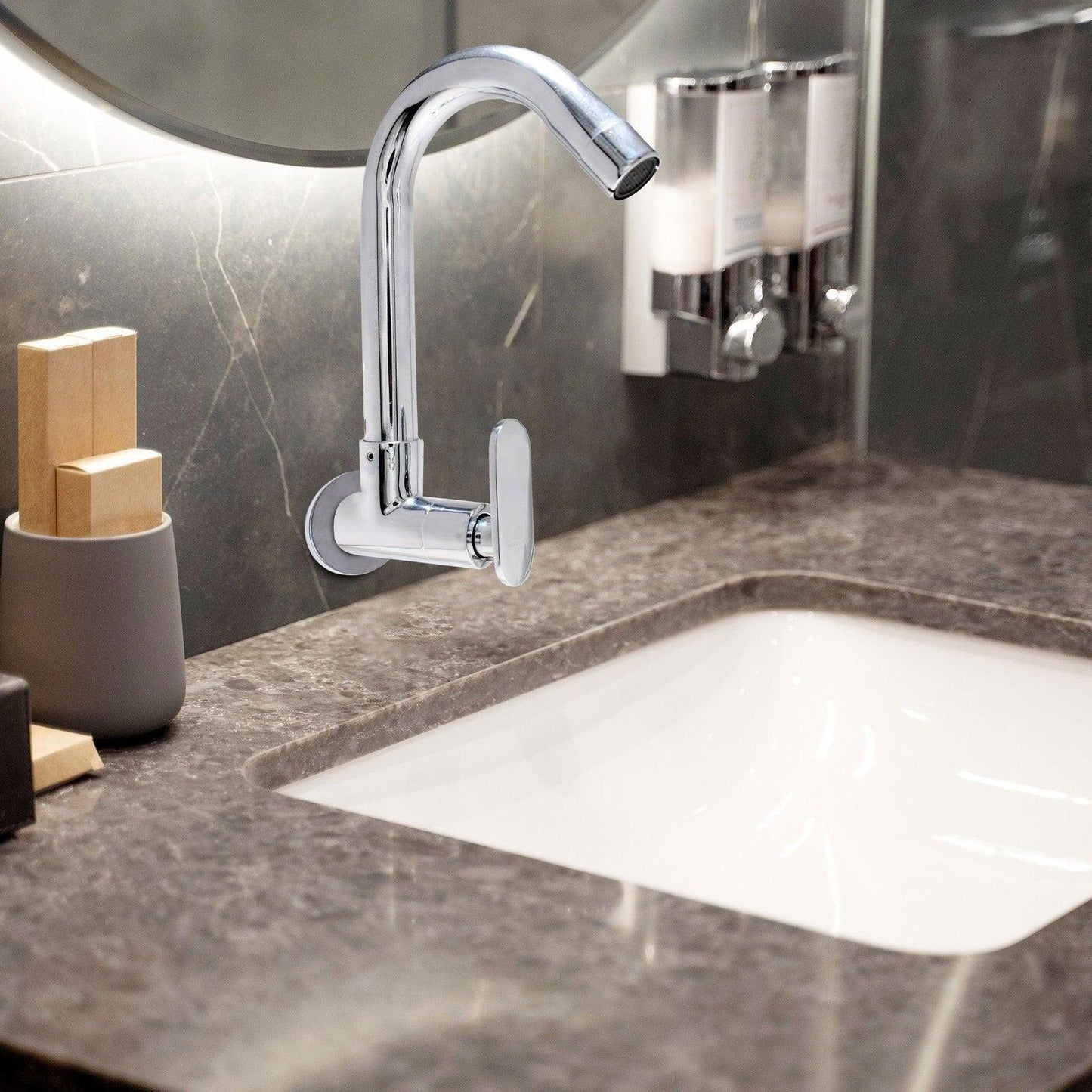 OLIVIA Brass Sink Cock Tap with Flange-Chrome Finish High-Quality For Sink/Basin - D&B Bathware