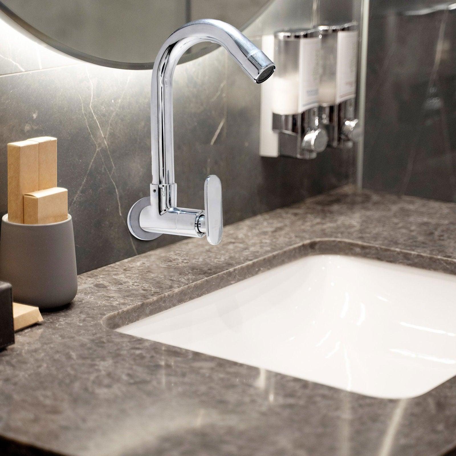 OLIVIA Brass Sink Cock Tap with Flange-Chrome Finish High-Quality For Sink/Basin - D&B Bathware