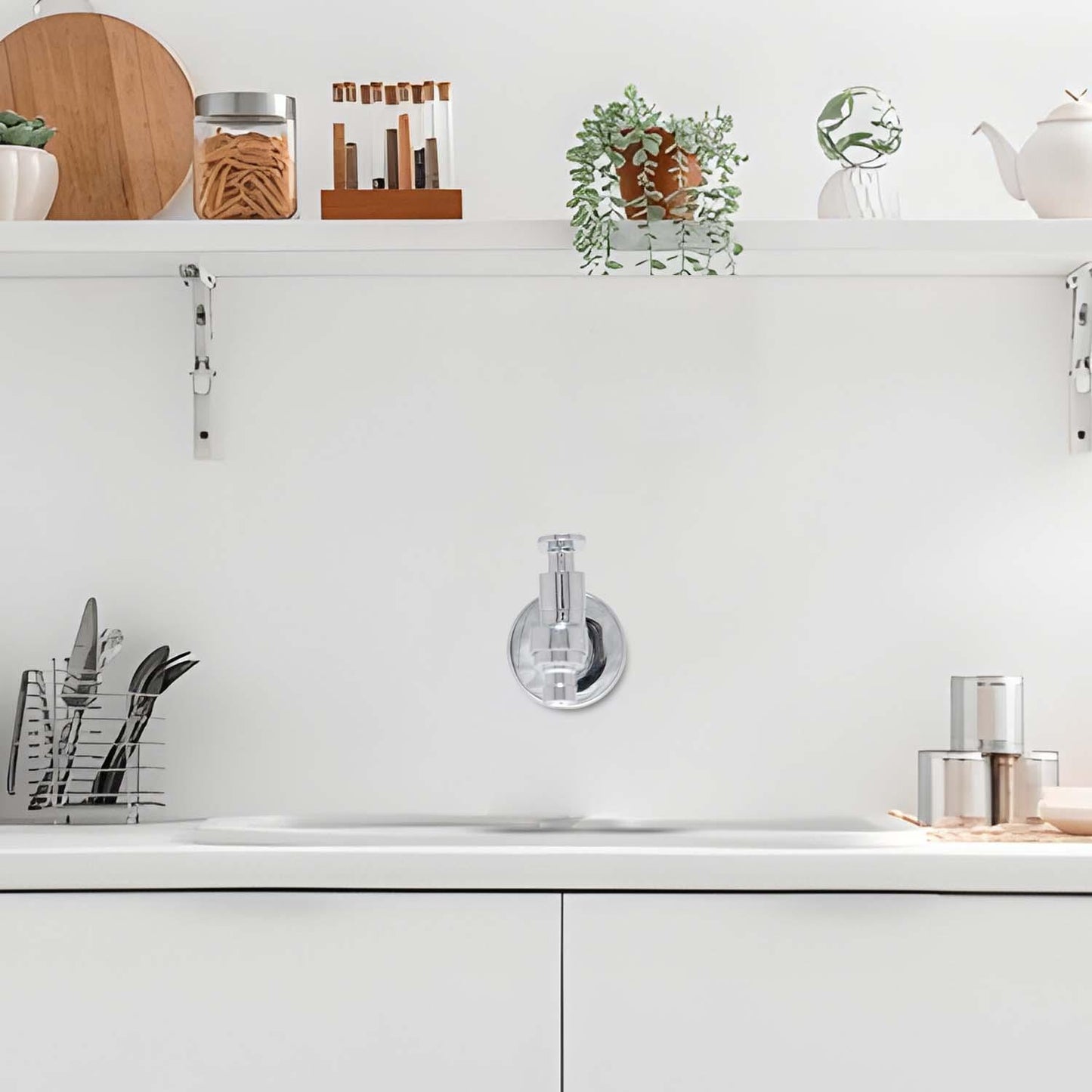 OLIVIA Brass Washing Machine Tap Chrome Finish Bib Cock, High Flow With Flange - D&B Bathware