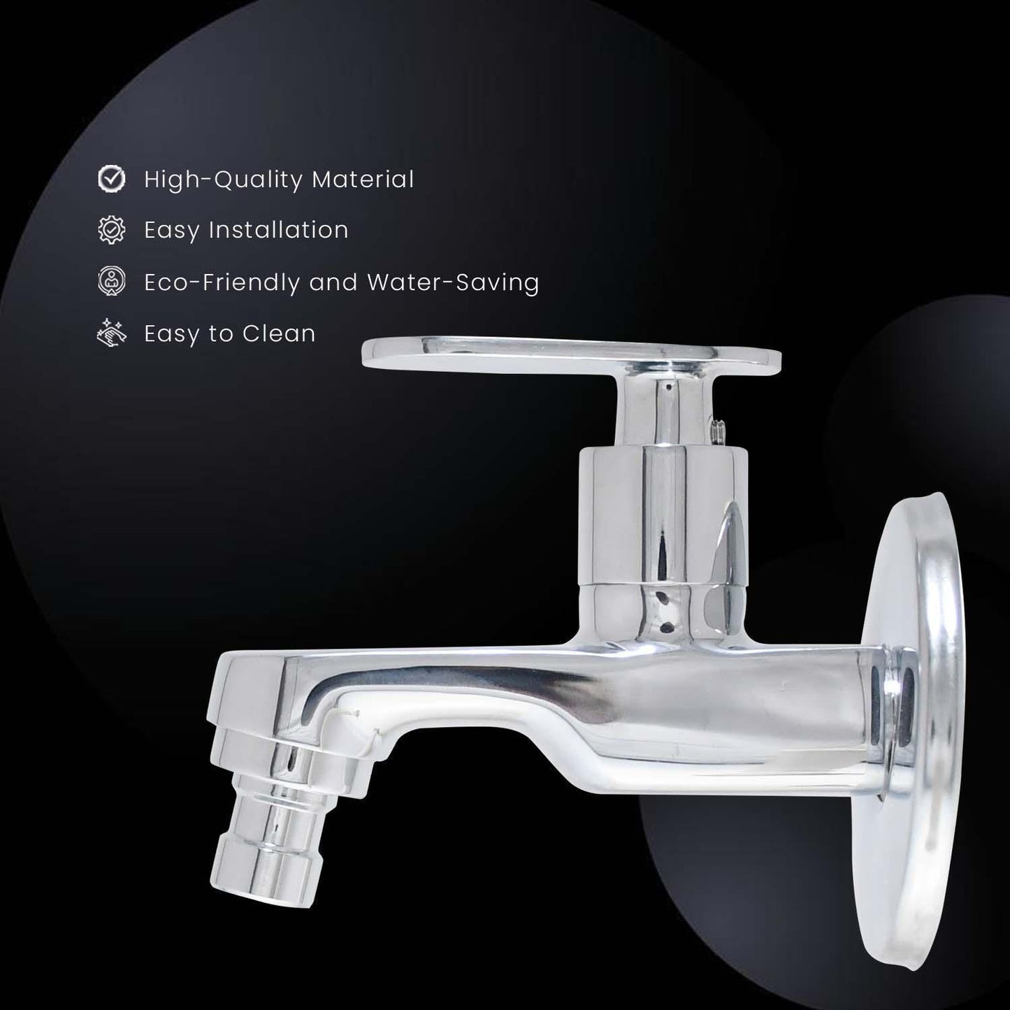OLIVIA Brass Washing Machine Tap Chrome Finish Bib Cock, High Flow With Flange - D&B Bathware