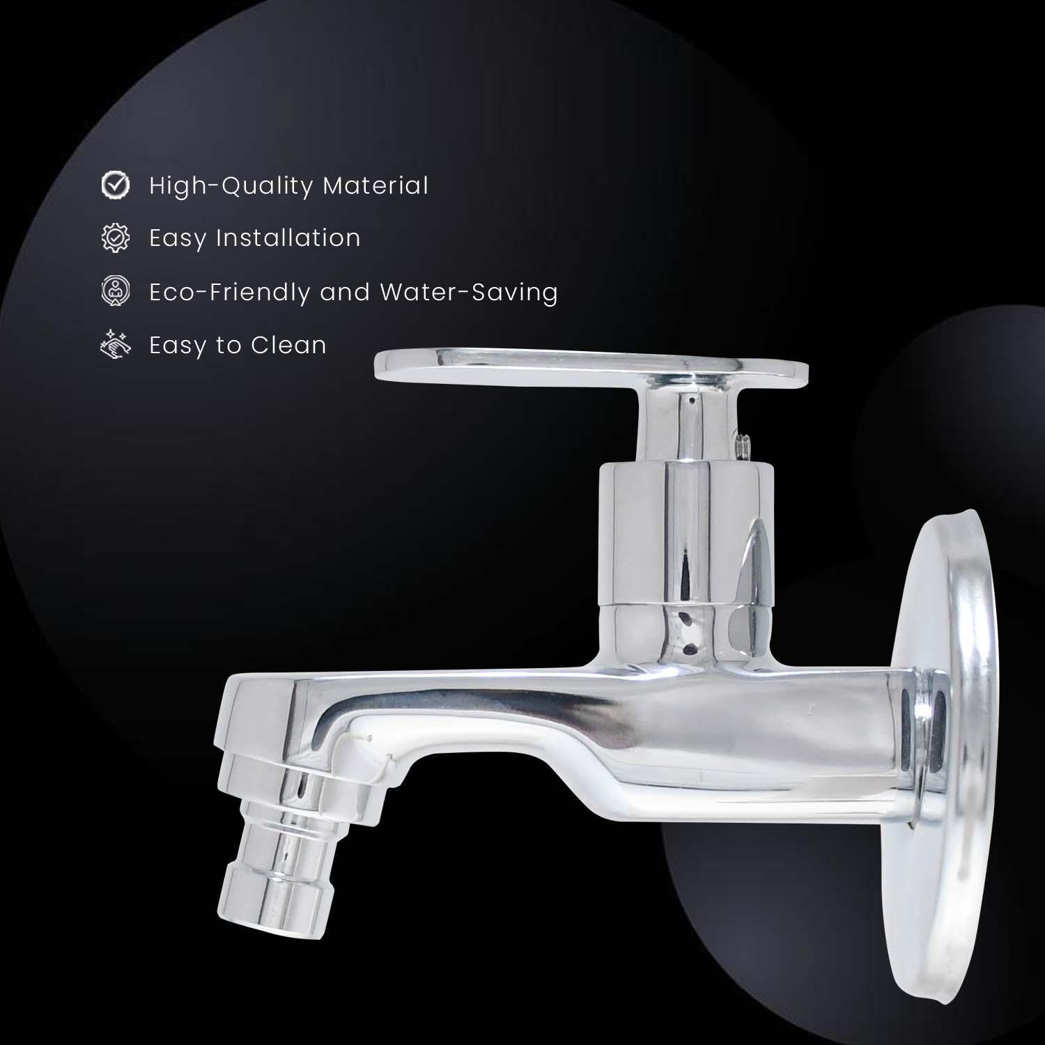 OLIVIA Brass Washing Machine Tap Chrome Finish Bib Cock, High Flow With Flange - D&B Bathware