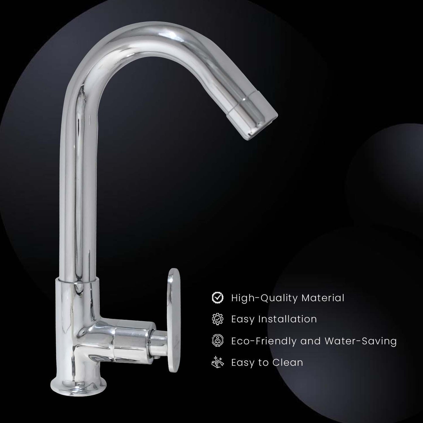 OLIVIA Single Lever Swan Neck Cock with Flange –  Chrome Finish Tap Form Flow - D&B Bathware