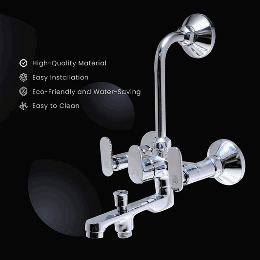 Olivia 3-in-1 Wall Mixer with L-Band  Stylish and Functional Tap for Kitchen & Bathroom, Perfectly Crafted for Modern Living - D&B Bathware
