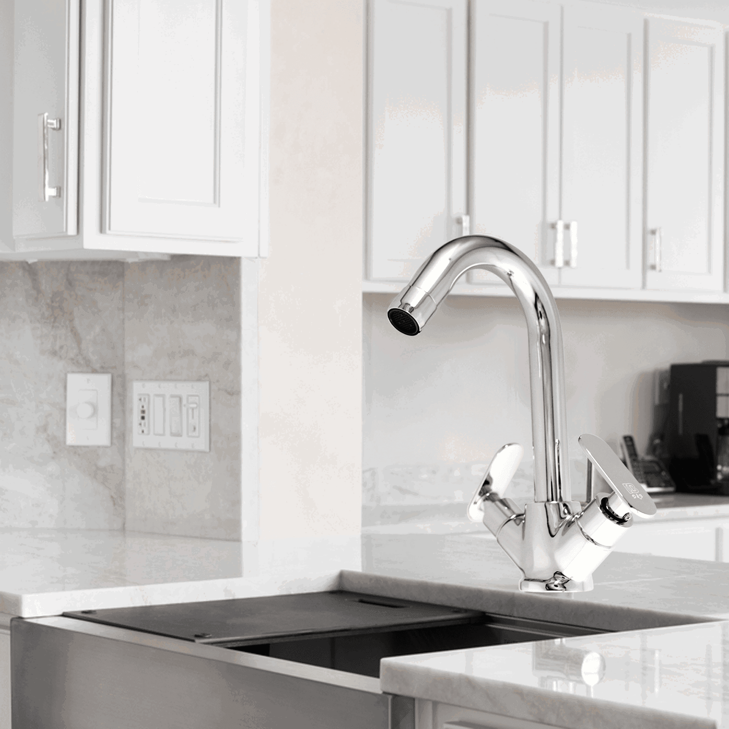 Olivia Center Hole Basin Mixer Ideal Tap for Kitchen & Bathroom with Brass Legs Connector Faucet Set - D&B Bathware