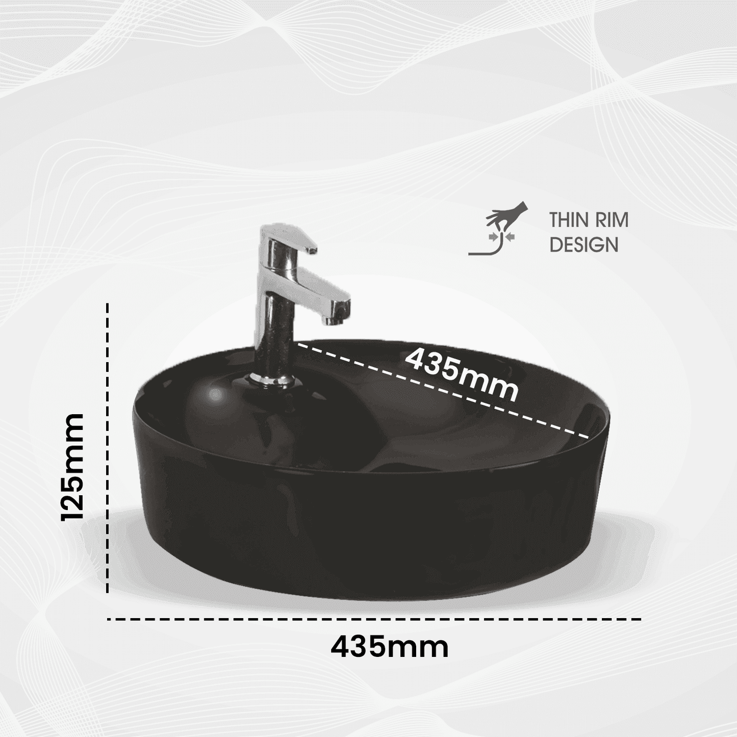 Omega Black Matt Table Top Basin | Sleek Sophistication for Modern Bathrooms - D&B Bathware