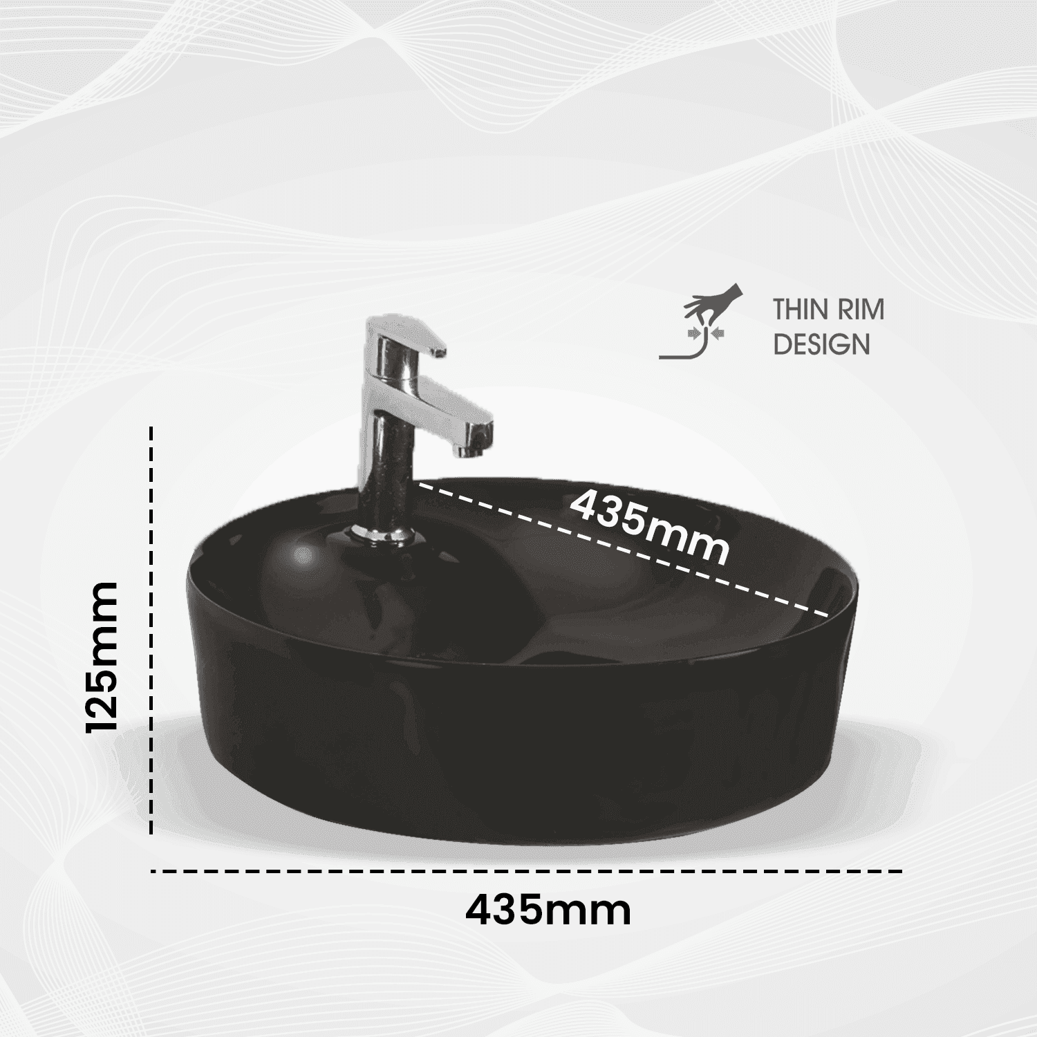 Omega Black Matt Table Top Basin | Sleek Sophistication for Modern Bathrooms - D&B Bathware