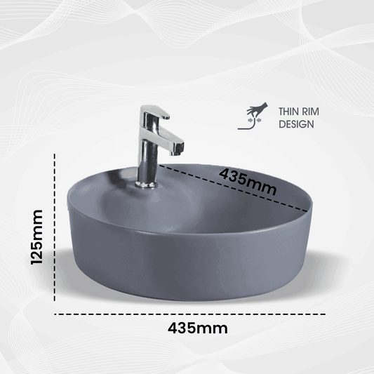 Omega Grey Matt Table Top Basin | Modern Elegance for Your Bathroom - D&B Bathware