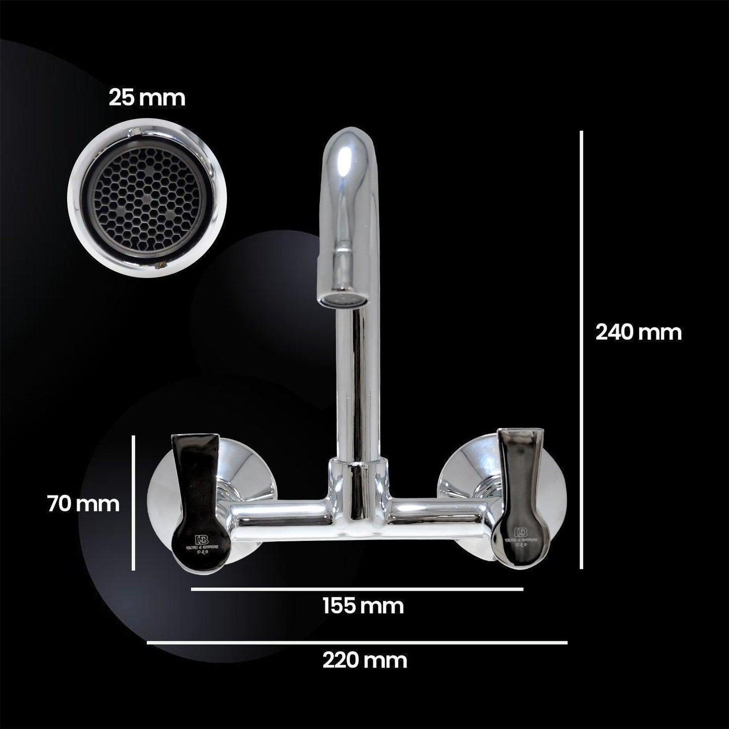PICCOLO Brass Kitchen Sink Mixer Tap|2 Handle Tap | Kitchen Sink/Basin Complete - D&B Bathware