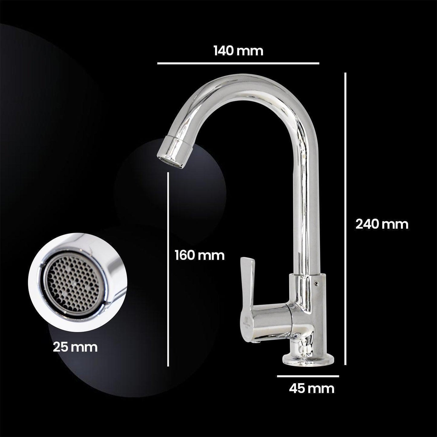 PICCOLO Single Lever Swan Neck Cock Tap – Ideal for Bathroom & Kitchen Form Flow - D&B Bathware