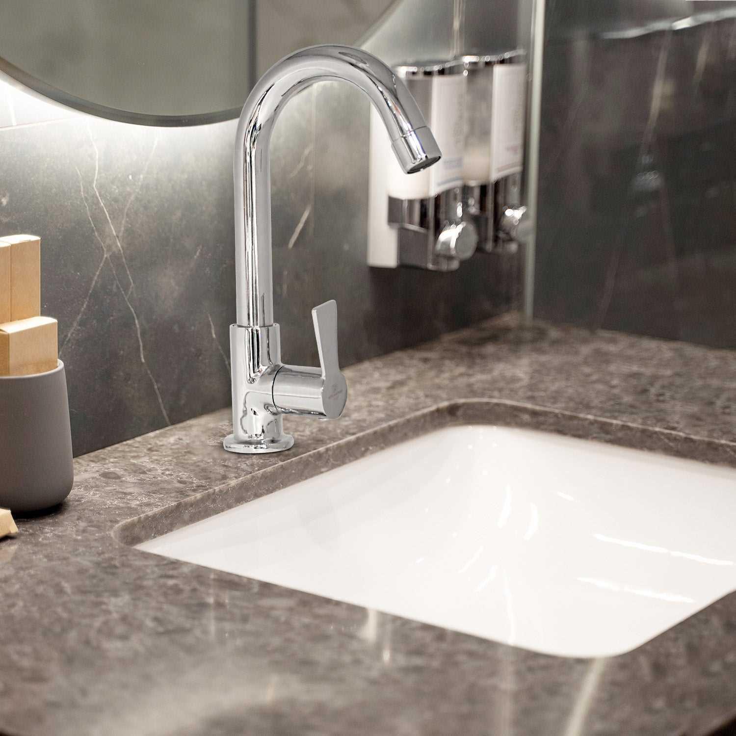 PICCOLO Single Lever Swan Neck Cock Tap – Ideal for Bathroom & Kitchen Form Flow - D&B Bathware