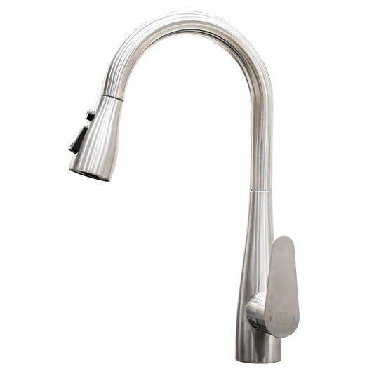 Matt Finish Pull Out Kitchen Faucet Rustproof Brushed Finish – 360° Swivel  Modern Sink Tap – Matt Finish