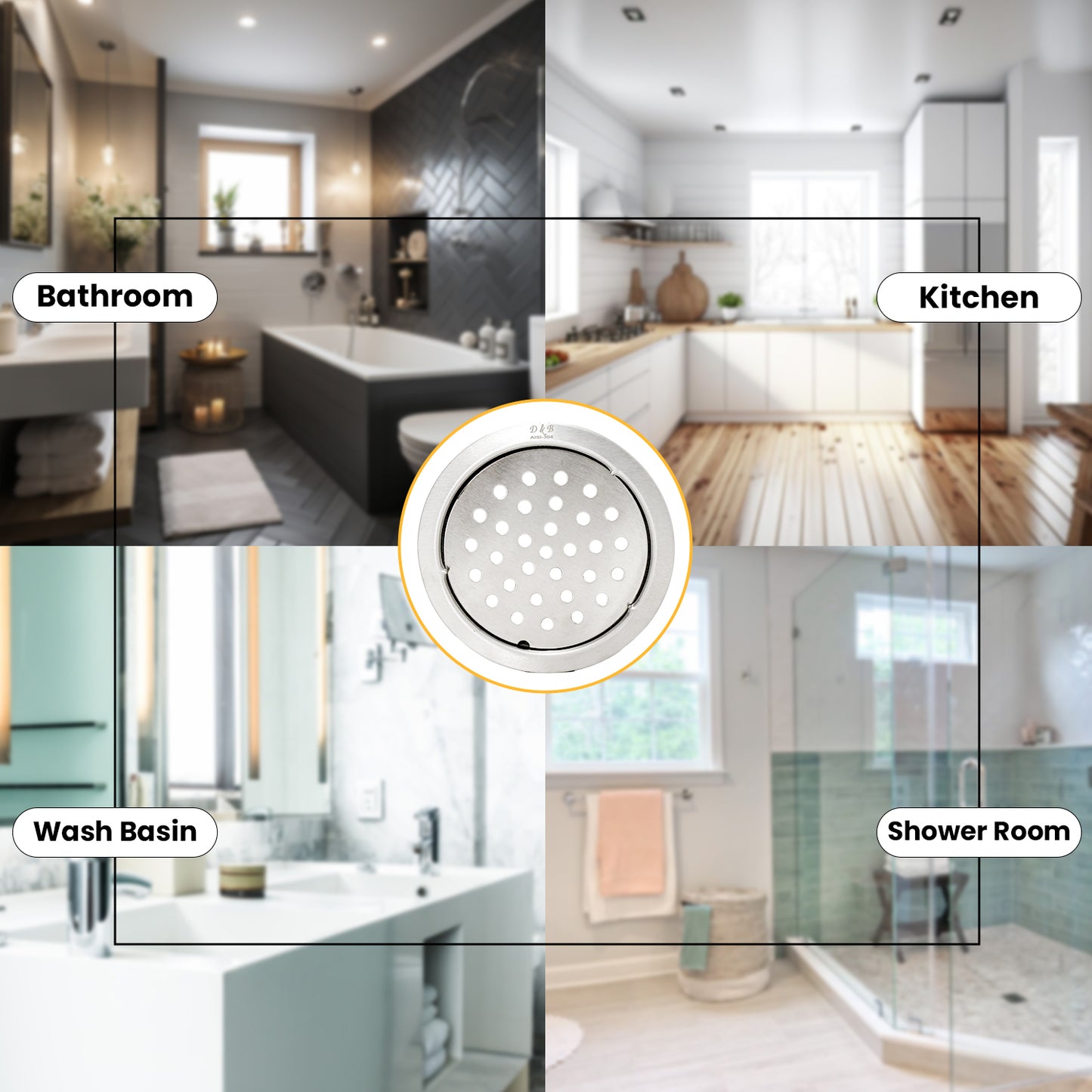 5x5 Inch Stainless Steel Locking Floor Drain Jali – Anti-Clog Cover( ROUND 121 )