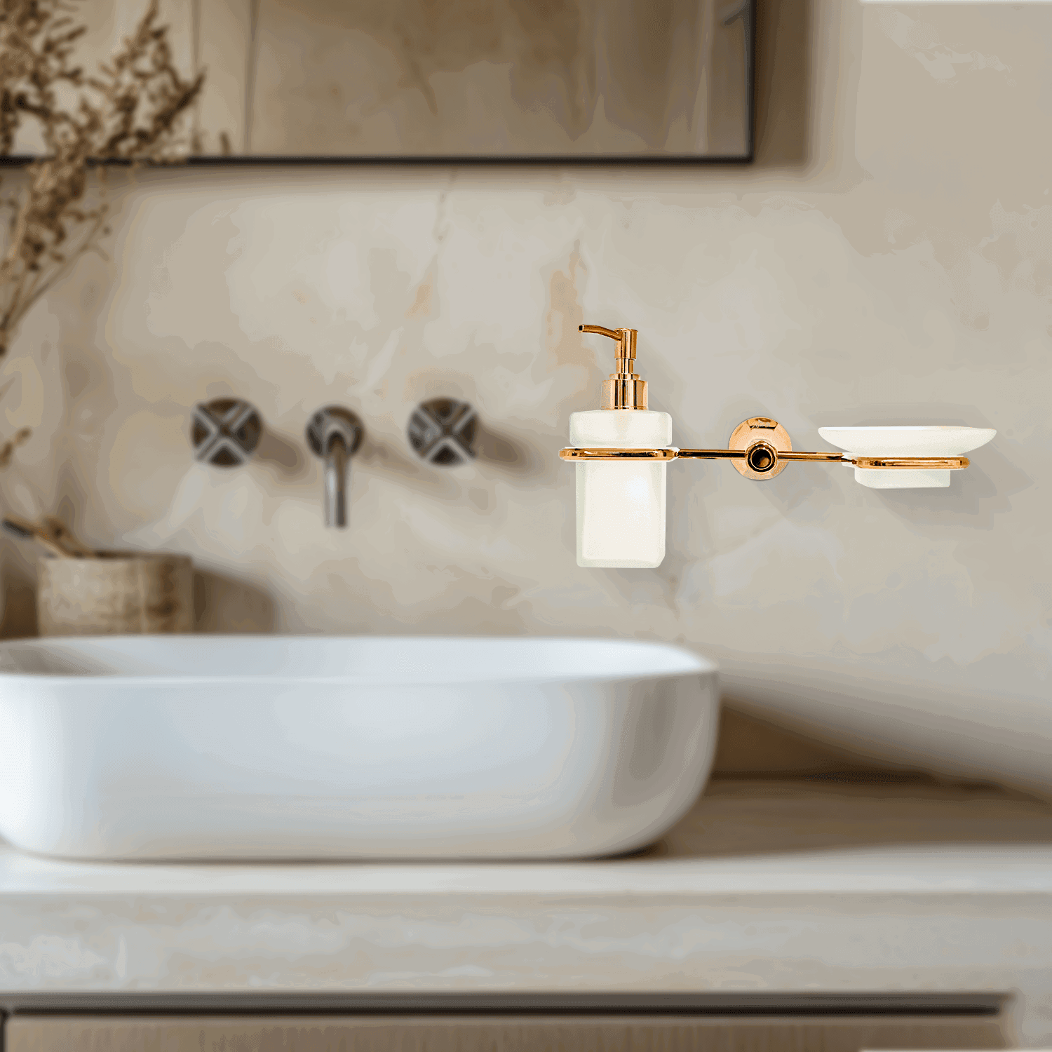 Rose Gold Liquid Dispenser & Soup Dish - FLORIS Series | Elegant & Functional Design - D&B Bathware