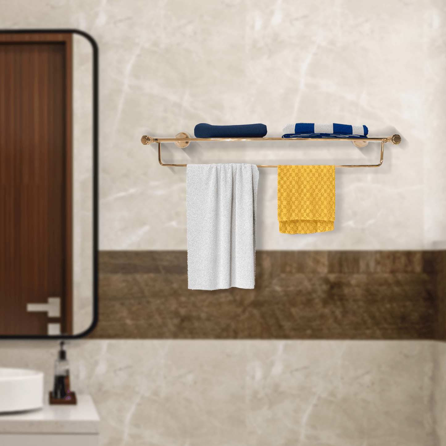 Rose Gold Towel Rack Floris Series - Elegant Bathware for Modern Bathrooms - D&B Bathware