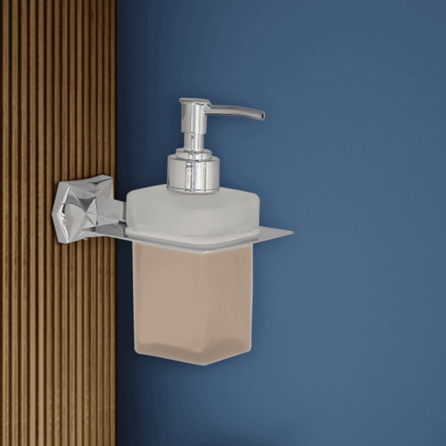 Silver Glass Liquid Soap Dispenser Gloria Series – Modern Bathroom & Kitchen Soap Dispenser, Elegant Design - D&B Bathware