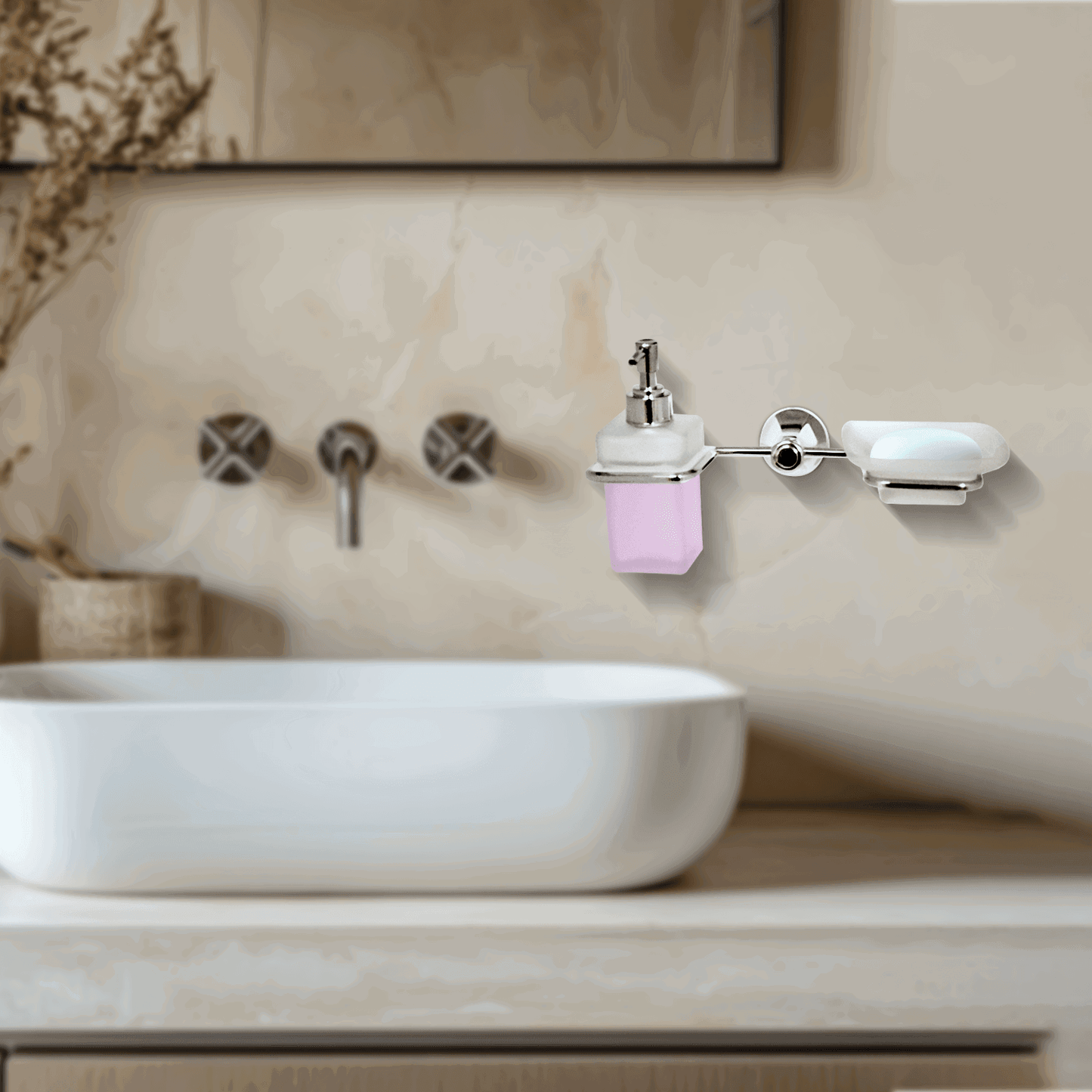 Silver Liquid Dispenser & Soup Dish - FLORIS Series | Elegant & Functional Design - D&B Bathware