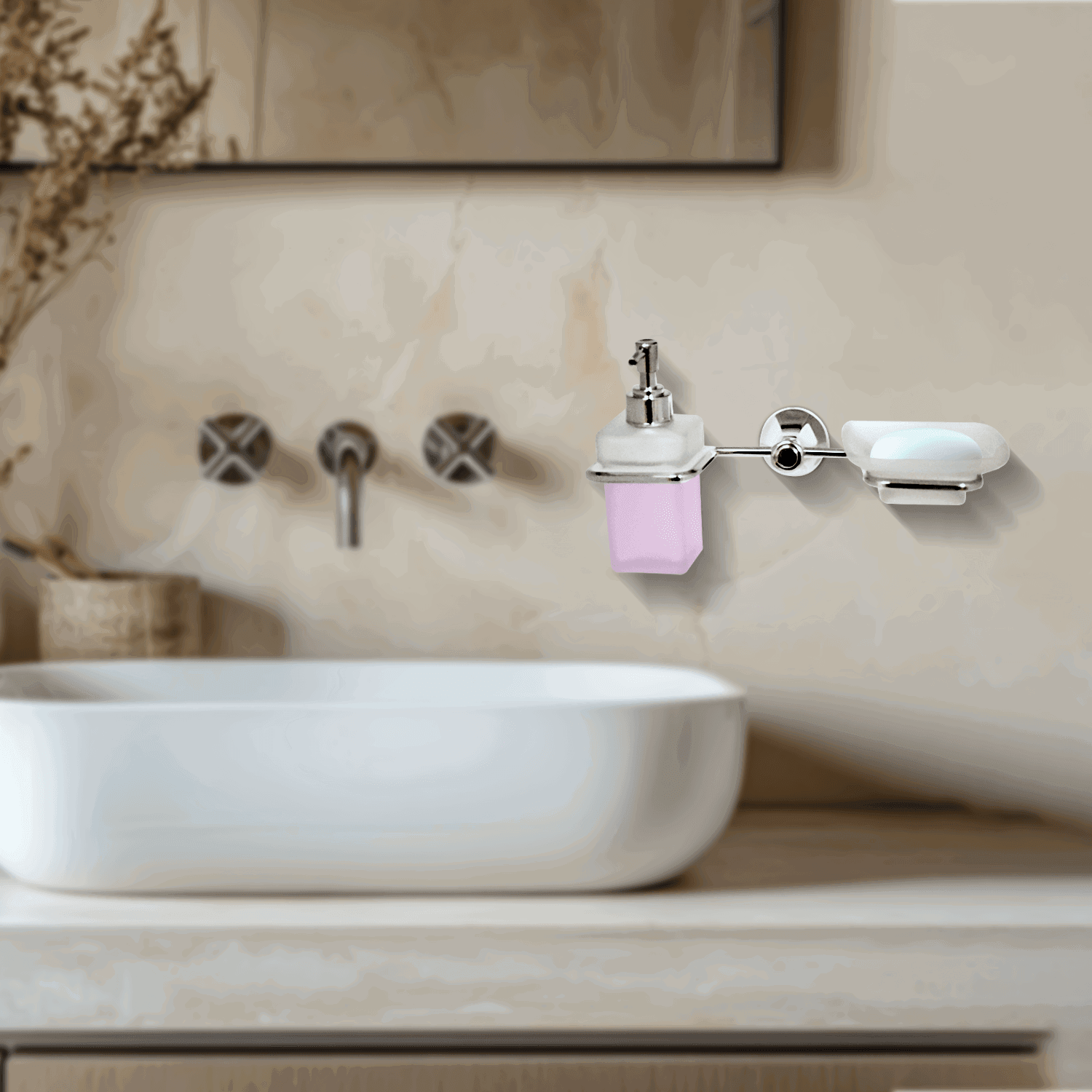 Silver Liquid Dispenser & Soup Dish - FLORIS Series | Elegant & Functional Design - D&B Bathware