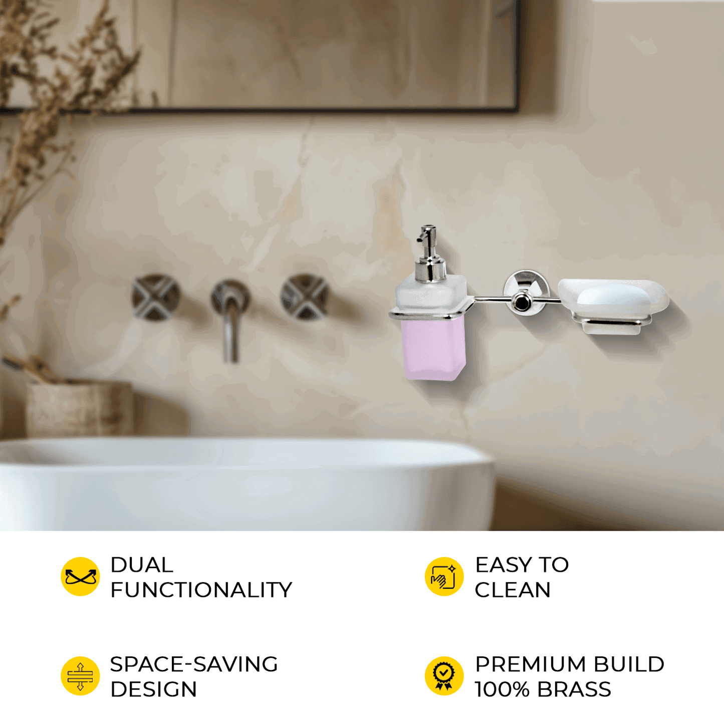 Silver Liquid Dispenser & Soup Dish - FLORIS Series | Elegant & Functional Design - D&B Bathware