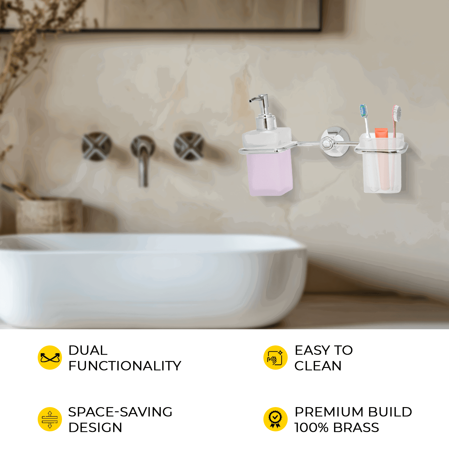 Silver Liquid Dispenser & Tumbler Set - FLORIS Series | Sleek & Modern Design - D&B Bathware
