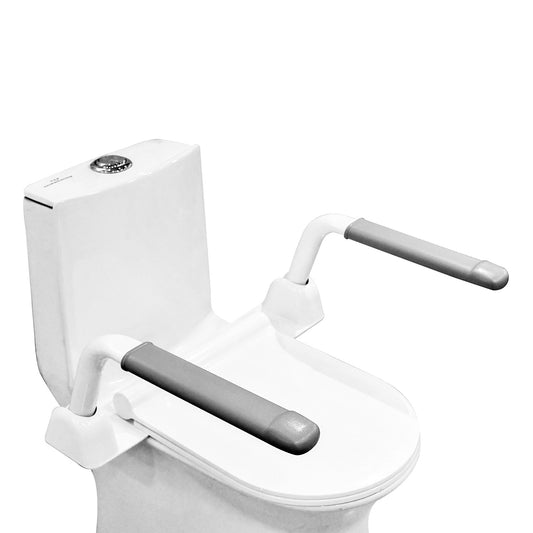 D&B Bathware Toilet Safety Hand Rail –Soft Foam Grips | Adjustable Grab Bar Frame with Handrail for Toilet Seat