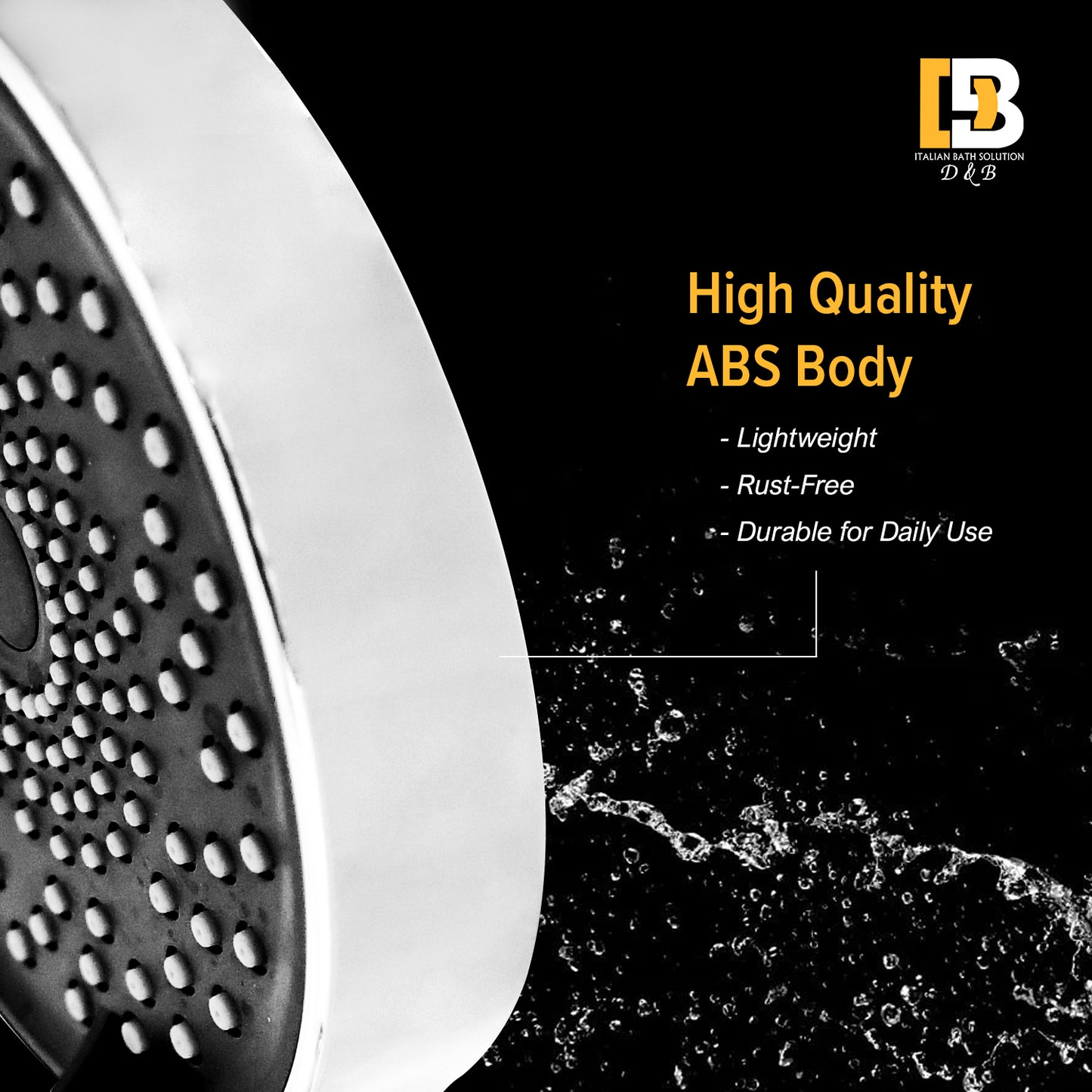 D&B Wave Hand Shower Set – Silver Chrome with 1.5m PVC Hose & Wall Holder