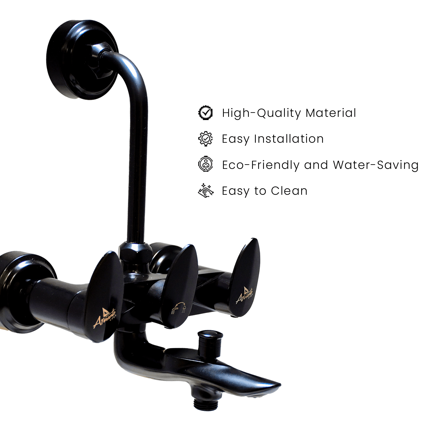 Wall Mixer 3 in 1 with L Band - Black | Stylish & Durable Bathroom Mixer - D&B Bathware