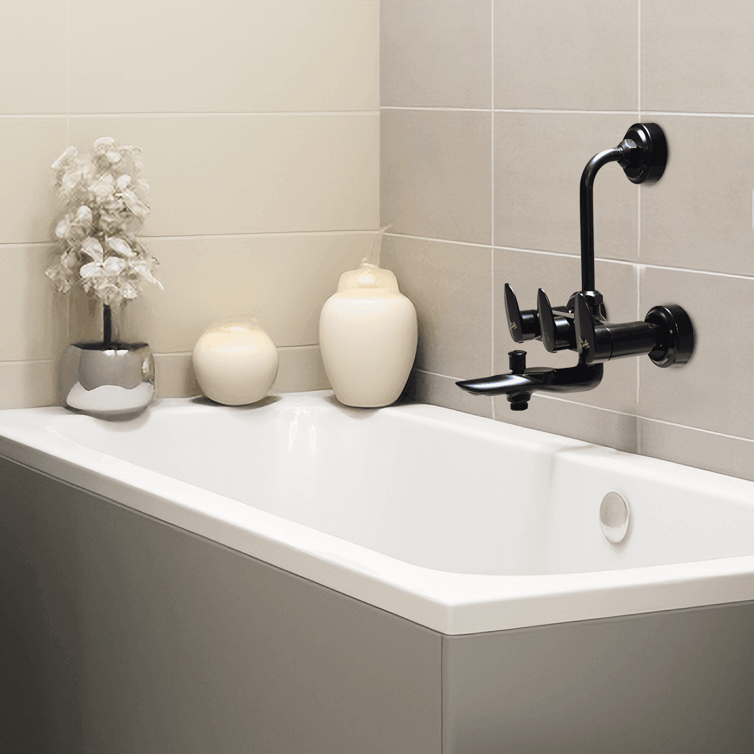 Wall Mixer 3 in 1 with L Band - Black | Stylish & Durable Bathroom Mixer - D&B Bathware