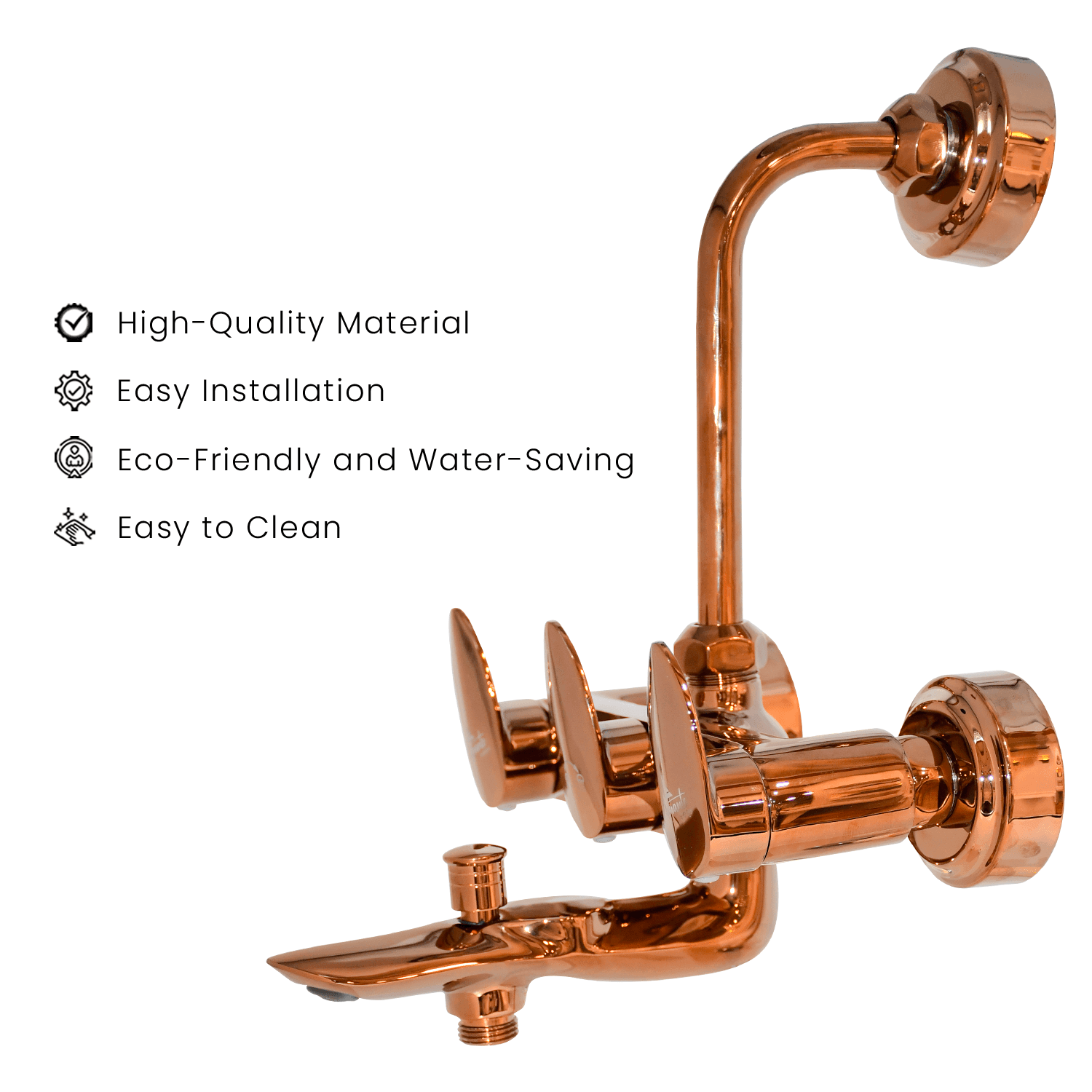 Wall Mixer 3 in 1 with L Band - Rose Gold | Elegant & Premium Bathroom Mixer - D&B Bathware