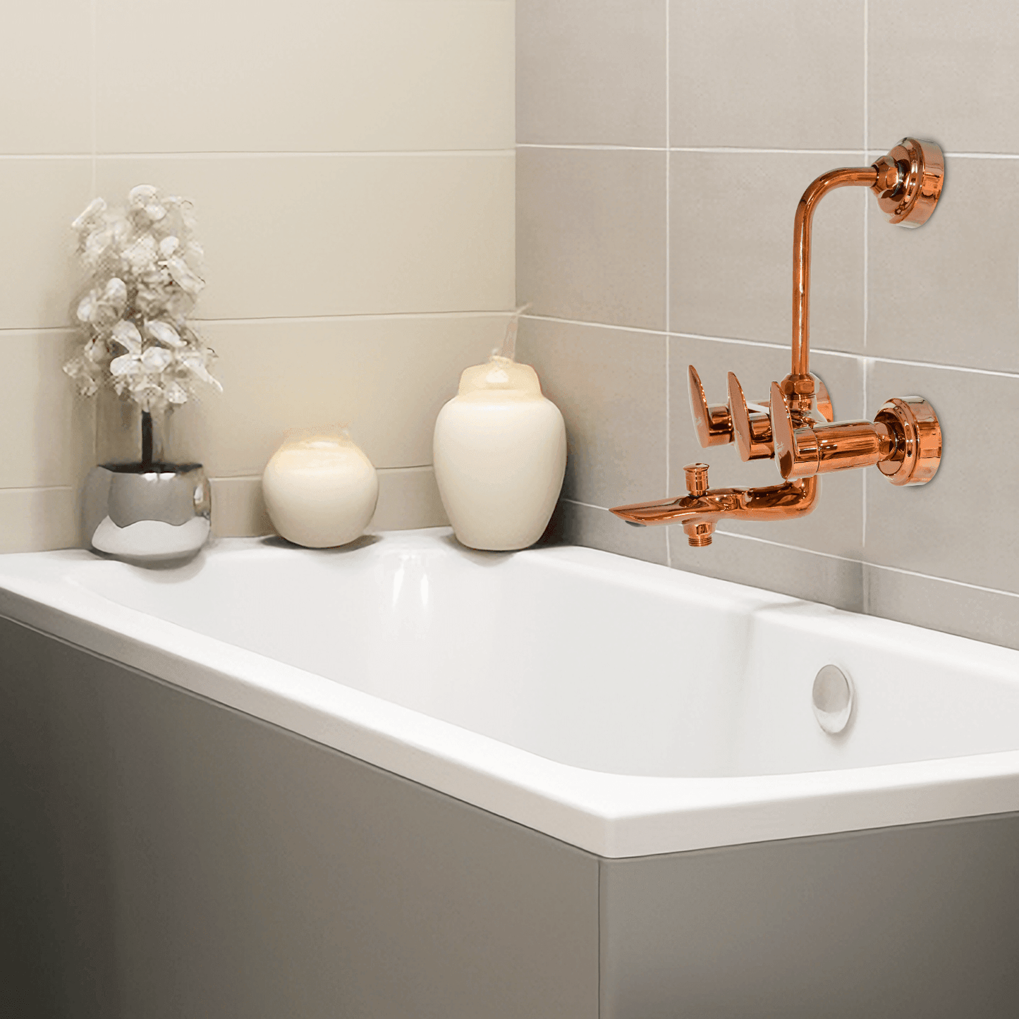 Wall Mixer 3 in 1 with L Band - Rose Gold | Elegant & Premium Bathroom Mixer - D&B Bathware