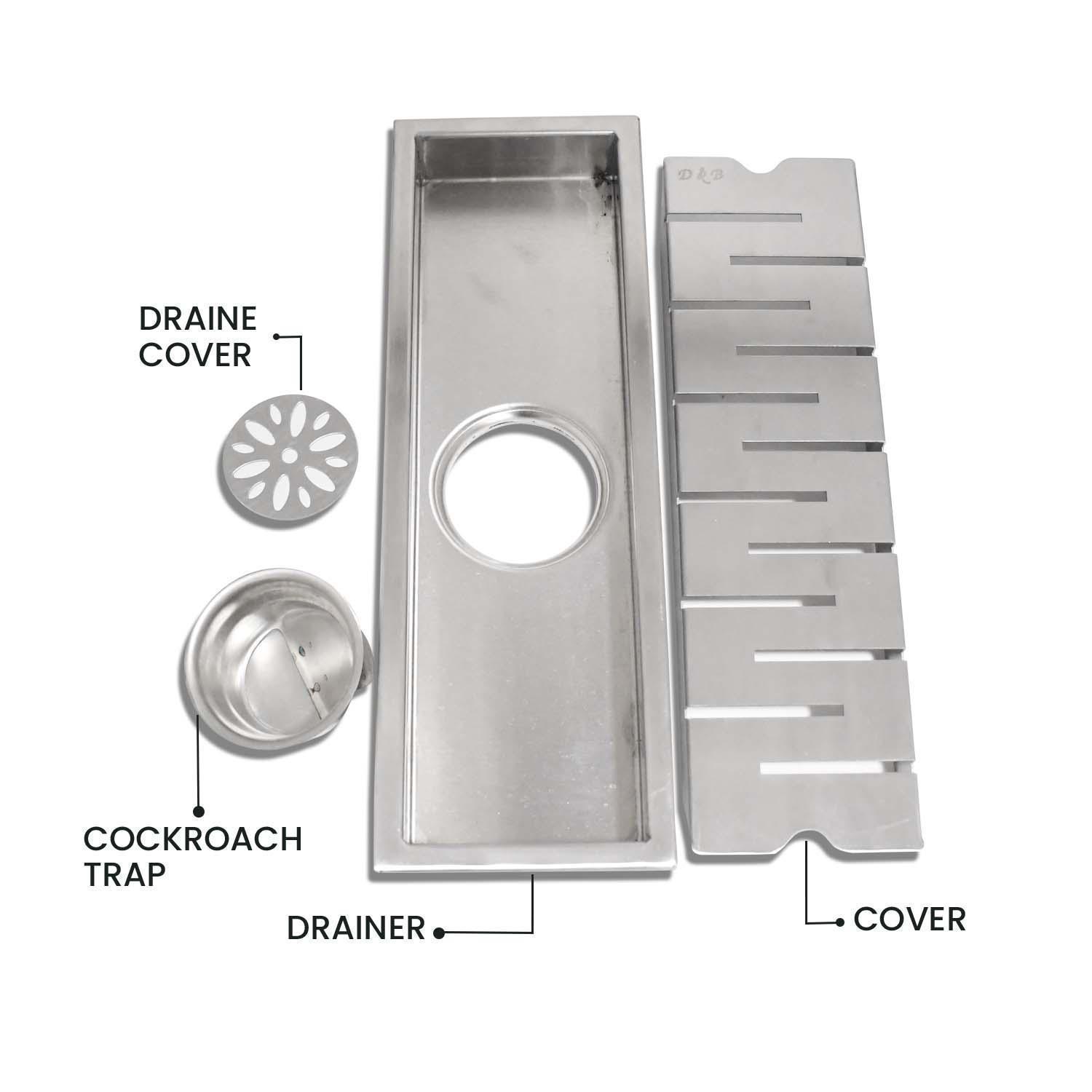 11.8 * 3.9 Inch String Shower Drain Channel SS304 Floor Drain for Bathroom - Cockroach Trap - D&B Bathware