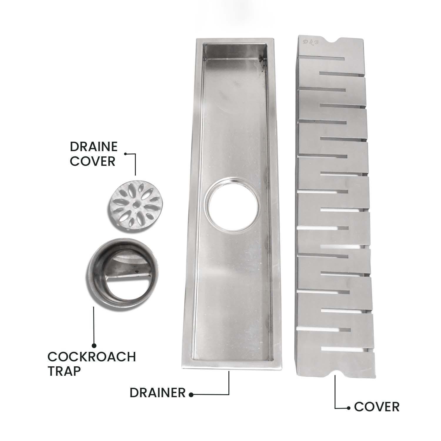 17.7 * 3.9 Inch String Shower Drain Channel SS304 Floor Drain for Bathroom - Drain Trap - D&B Bathware