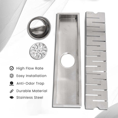 17.7 * 3.9 Inch String Shower Drain Channel SS304 Floor Drain for Bathroom - Drain Trap - D&B Bathware