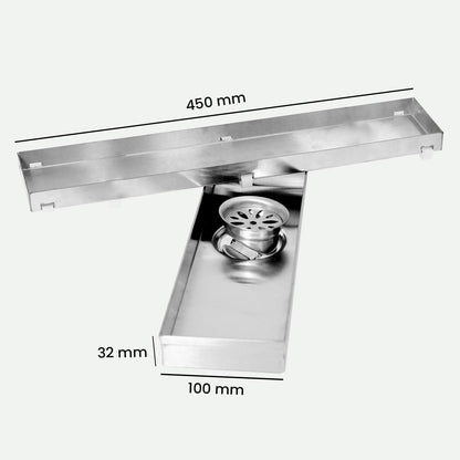 17.7 * 3.9 Inch Tylo Tile Insert Shower Drain Channel SS304 Floor Drain for Bathroom - Cockroach Trap - D&B Bathware