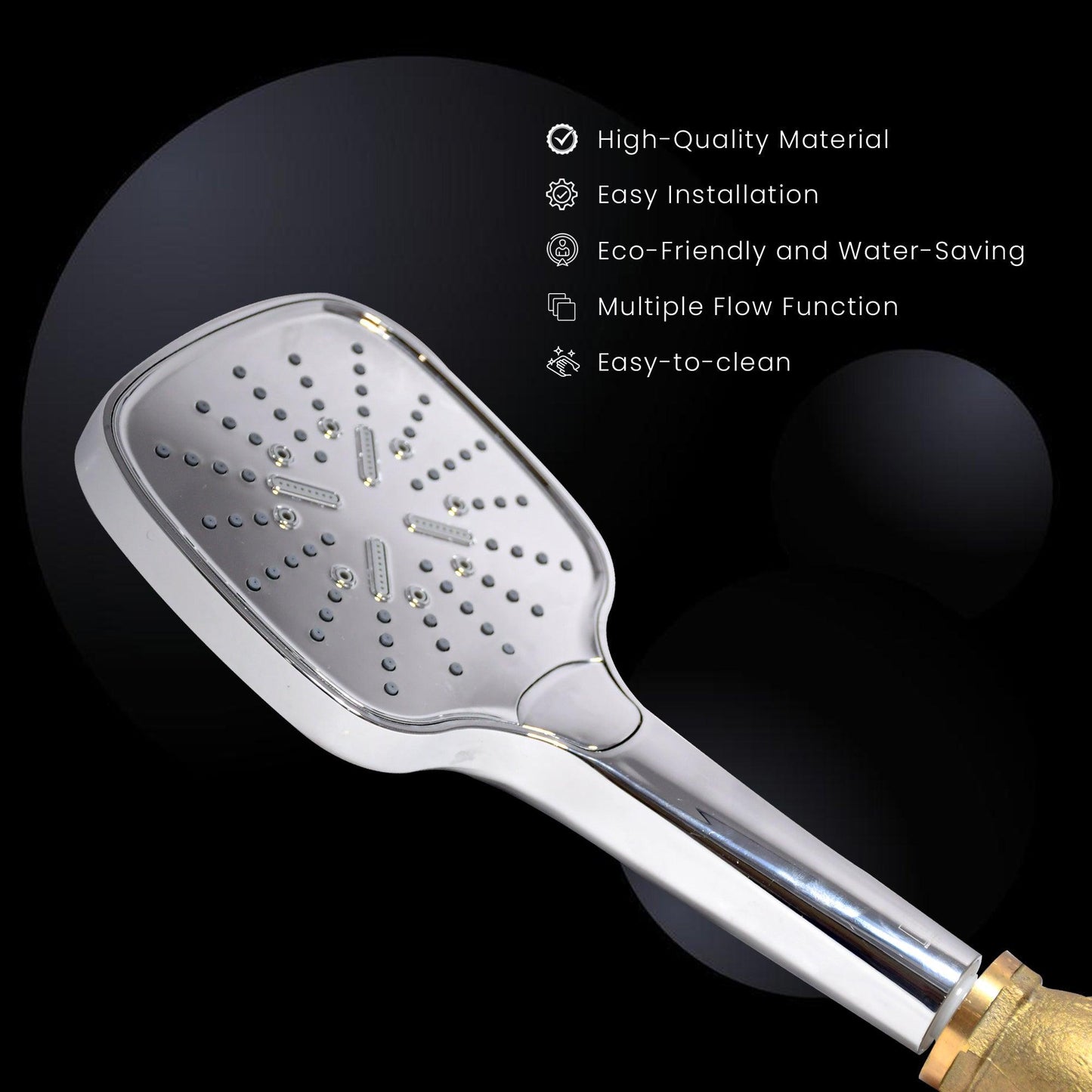 Streamlined Elegance: Multi Functional Hand Shower with 1.5m SS Pipe, Wall Hook Shower Head - D&B Bathware