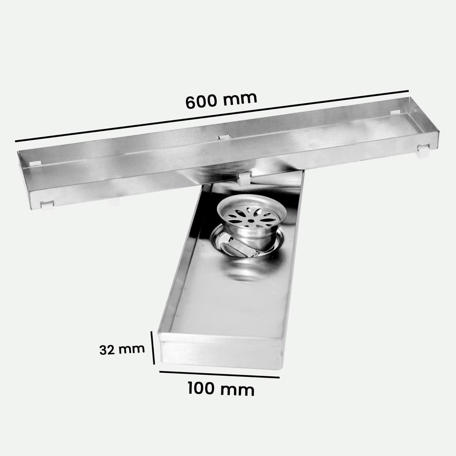 23.6 * 3.9 Inch Tylo Tile Insert Shower Drain Channel SS304 Floor Drain for Bathroom - Cockroach Trap - D&B Bathware