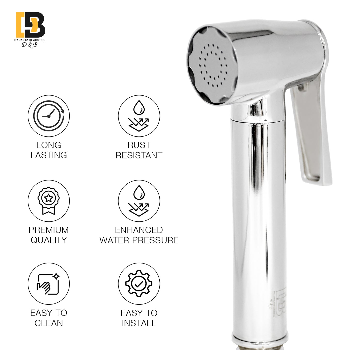 Amiga Full Brass Toilet Hygiene Spray Faucet – Premium Health Faucet for Bathroom-Silver Chrome