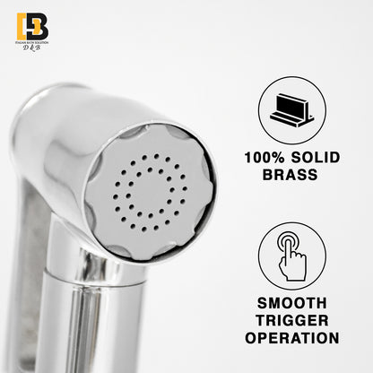 Amiga Full Brass Toilet Hygiene Spray Faucet – Premium Health Faucet for Bathroom-Silver Chrome