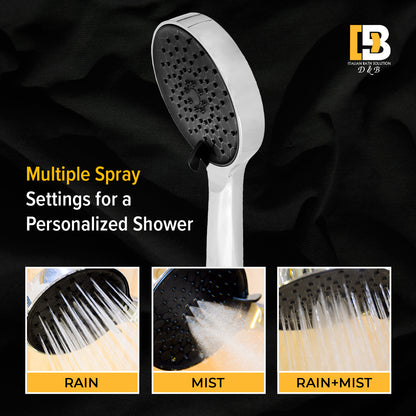 Anna Auto-Clean Handheld Shower – 3 Spray Settings (Rain, Massage, Mist) With 1.5 Meter PVC Hose & Holder
