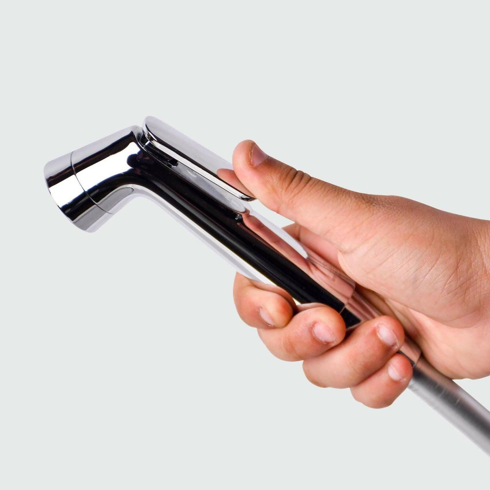 ABS Shine Chrome Toilet Spray Hygiene Faucet - Silver Health Faucet Gun for Toilet Hygiene - D&B Bathware