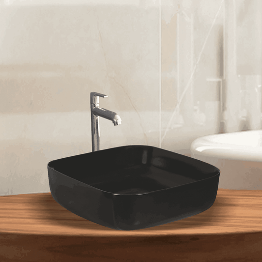 Archis Black Matt Table Top Basin - Matt Black Counter Top Wash Basin for Modern Bathrooms - D&B Bathware