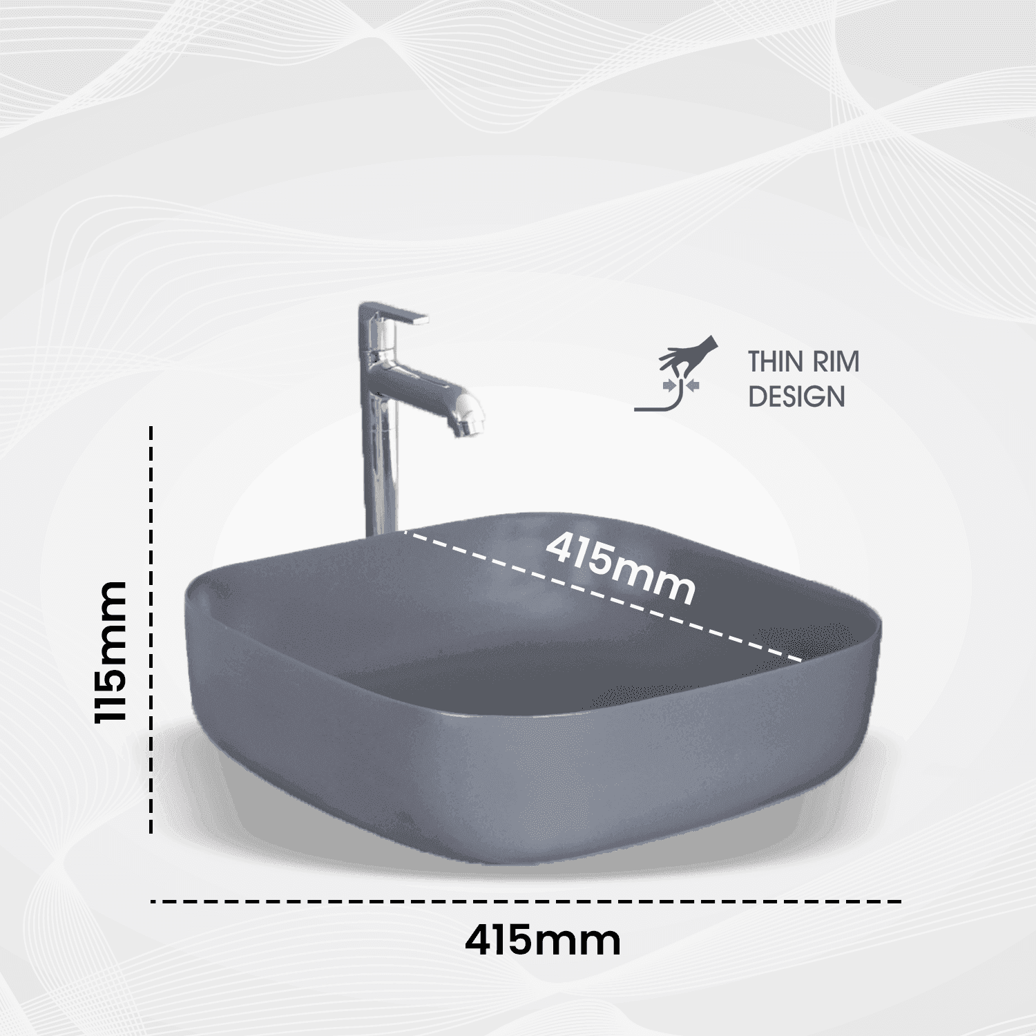 Archis Grey Matt Table Top Basin - Stylish Grey Matt Counter Top Wash Basin - D&B Bathware
