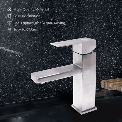 Artistic Designer Single Lever Basin Mixer Tap SUS 304 Matt Finish Faucet Ideal for Kitchen & Bathroom (Tall Boy) - D&B Bathware