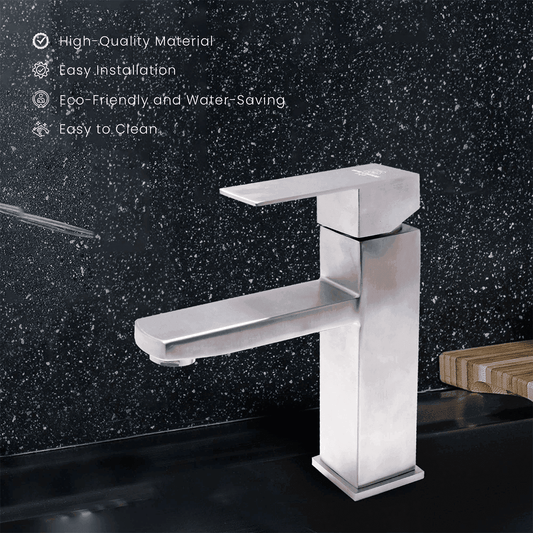 Artistic Designer Single Lever Basin Mixer Tap SUS 304 Matt Finish Faucet Ideal for Kitchen & Bathroom (Tall Boy) - D&B Bathware