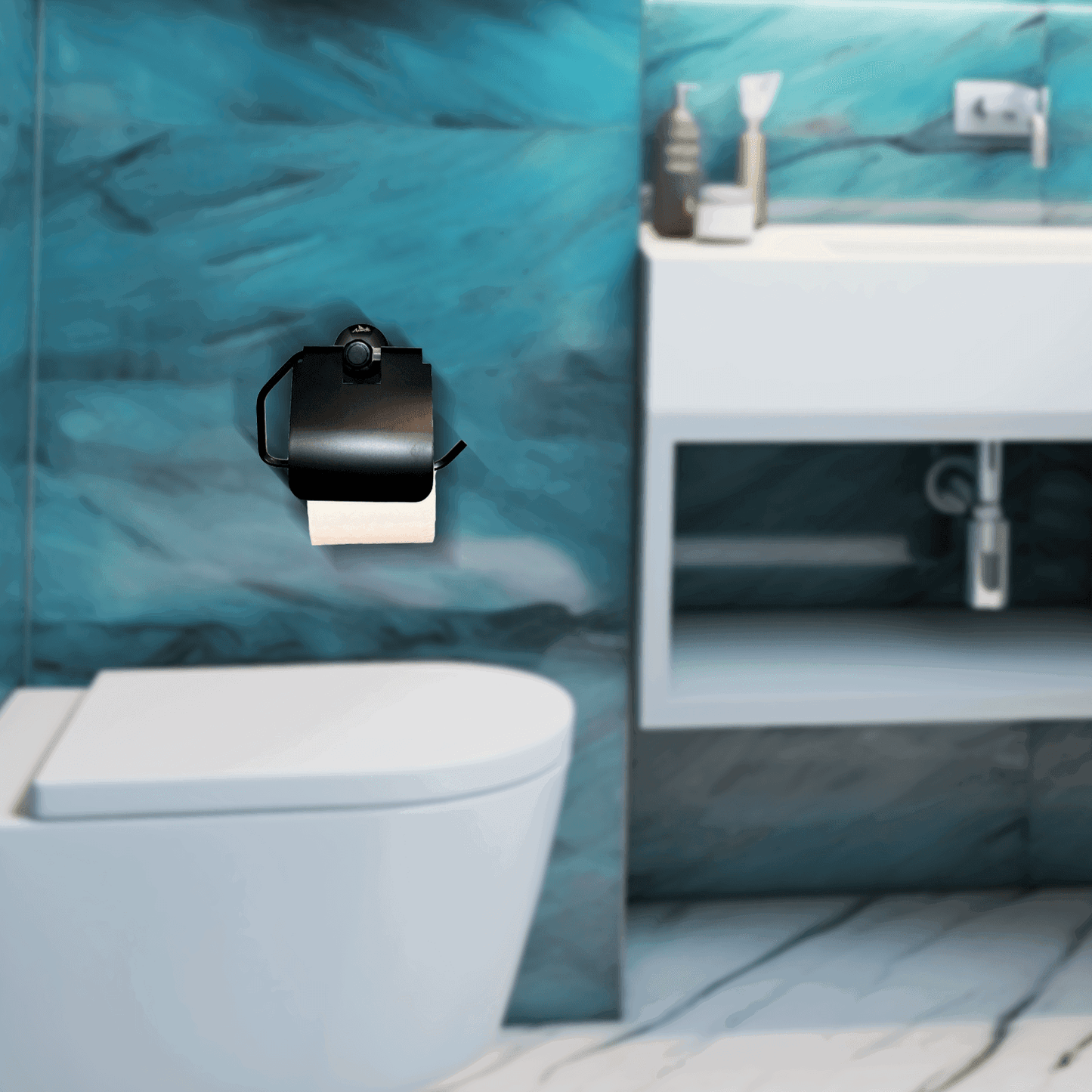 Black Toilet Paper Holder - FLORIS Series | Modern, Durable & Stylish - D&B Bathware
