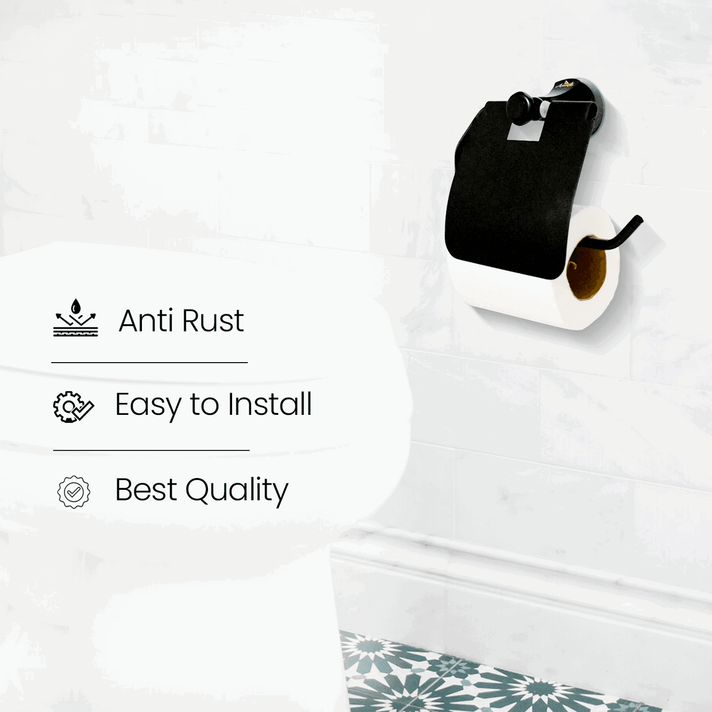 Black Toilet Paper Holder - FLORIS Series | Modern, Durable & Stylish - D&B Bathware